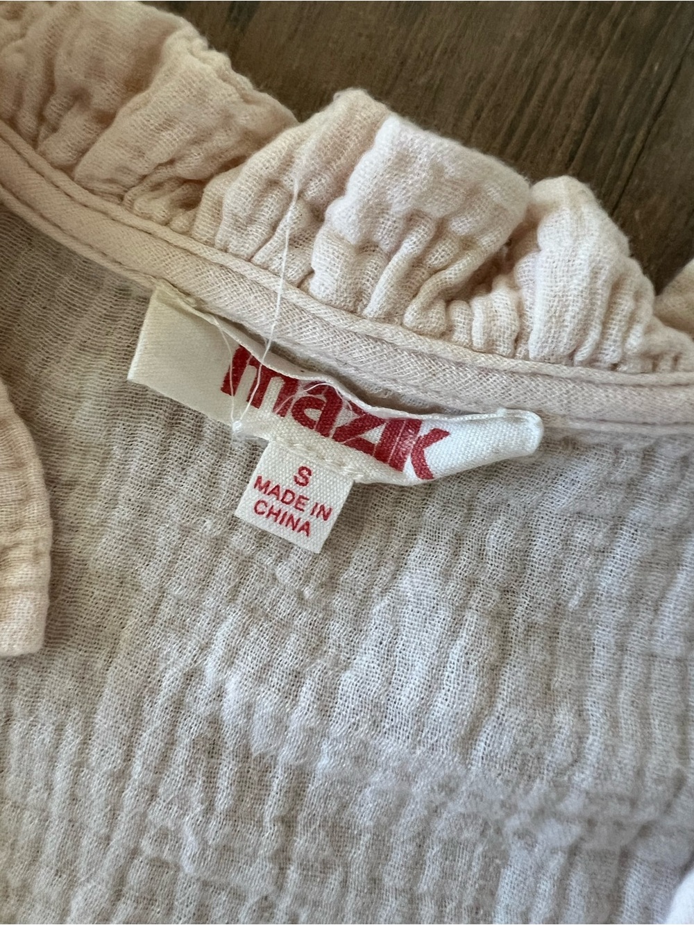 Mazik ivory Ruffle Neck Gauze Top